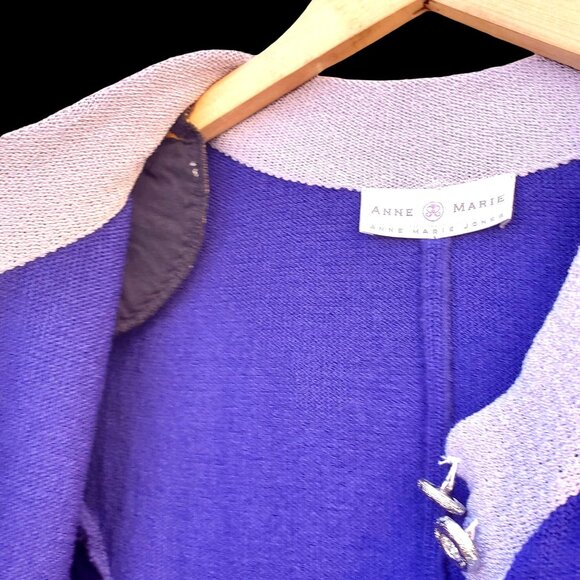 80s Purple Knit Dress Color Block Anne Marie Jones Size 10 With Pockets - Picture 12 of 14